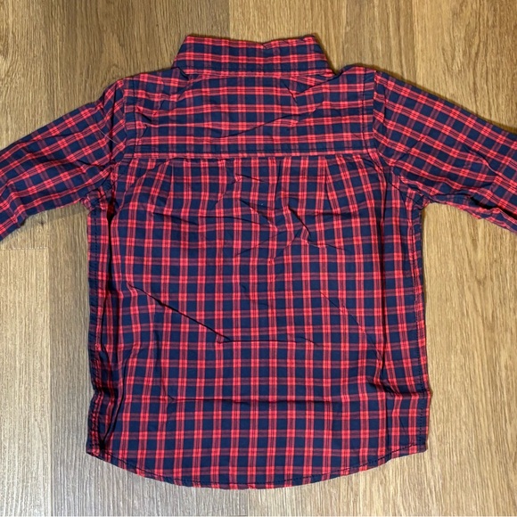 OshKosh‎ B’gosh Boys Toddler 3T Red Checkered Button Down Shirt Preppy Cute - Picture 2 of 5